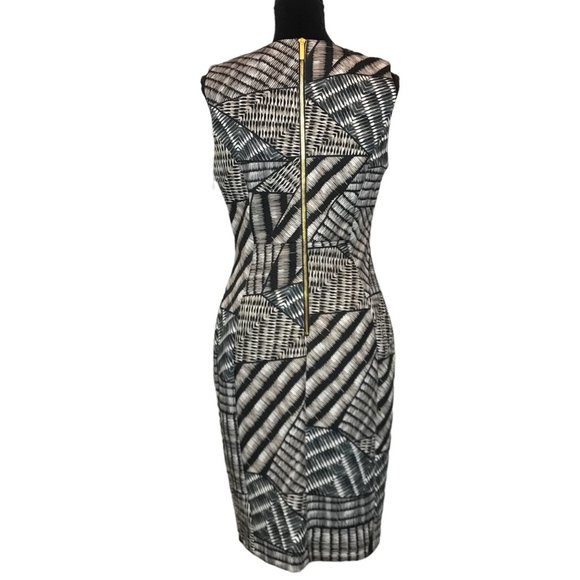 Calvin Klein Multicolor Abstract Print Sleeveless Sheath Dress - Size 10 - Picture 3 of 5
